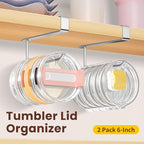 2 Pack Tumbler Lid Organizer, Under Cabinet Cup Lid Holder - Image 2