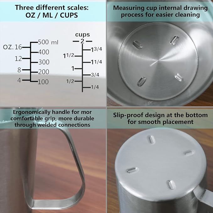 Newness Stainless Steel Measuring Cup, Metal Measuring Cup - Image 3