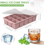 Silicone Ice Cube Tray with Locks Lids, Easy Release Flexible 15 Square Ice - Image 2