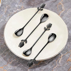Black Tulip/Rose Handle 12-Pcs Mini Coffee Spoons Set - Image 8