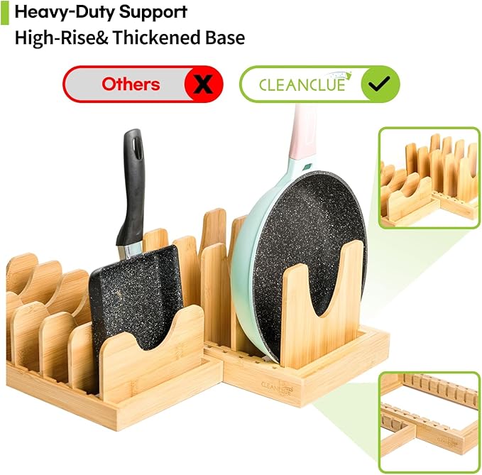 Bamboo Expandable Bakeware and Cutting Board Organizer, Adjustable Pot Lids - Image 7