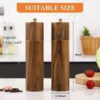 Wooden Salt and Pepper Grinder Set, 8 Inch Manual Salt and Pepper Mill - Image 2