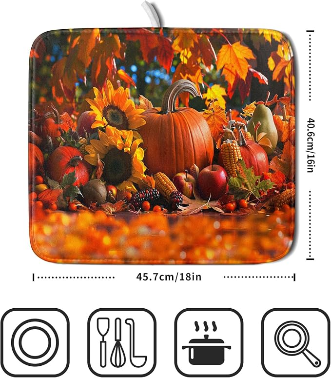 Fall Harvest Pumpkin Dish Drying Mat - Image 2