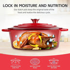 5.5 Quart Oval Enameled Cast Iron Dutch Oven Pot - Image 5