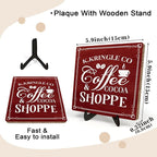 Kringle Coffee & Cocoa Shoppe Sign – 5.9 x 5.9 Inch Wooden Christmas Decor - Image 2