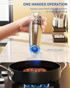 CIRCLE JOY Gravity Electric Salt and Pepper Grinder Set Stainless Steel - Image 4