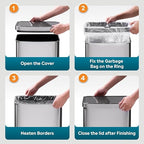 WLIVE 16 Gallon Touchless Motion Sensor Trash Can, 60L Stainless Steel - Image 8