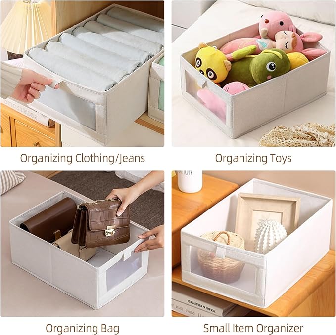 Pradnel Linen Closet Organizers And Storage, 4 Pack Storage Bins Baskets - Image 6