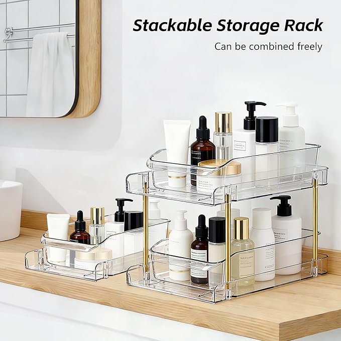 LAREKUN4pack 2-Tier Organizer & Storage Unit Stackable Bathroom Cabinet - Image 4