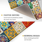 Giwawa Mexican Tile Dish Drying Mat 18"x24" Talavera Boho Floral Print Dish - Image 3