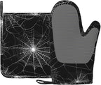 Spider Web Oven Mitts and Pot Holders Sets Silicone Kitchen Mitts Potholders by Unknown