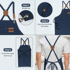 RUVANTI Work Aprons for Men, Oil & Water Repellent, PolyCotton Cross Back - Image 4