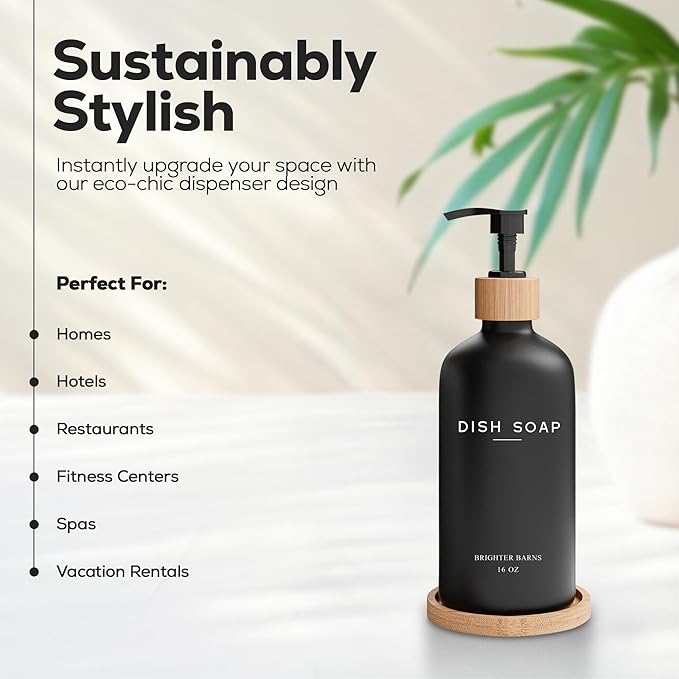 Black Glass Dish Soap Dispenser - Image 2