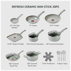 T-Fal Refresh Ceramic Pots and Pans Set, 20-Piece Nonstick Cookware Set - Image 2