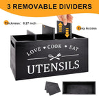 Black Farmhouse Utensil Holder for Kitchen Counter Extra Large Cooking Utensil - Image 3