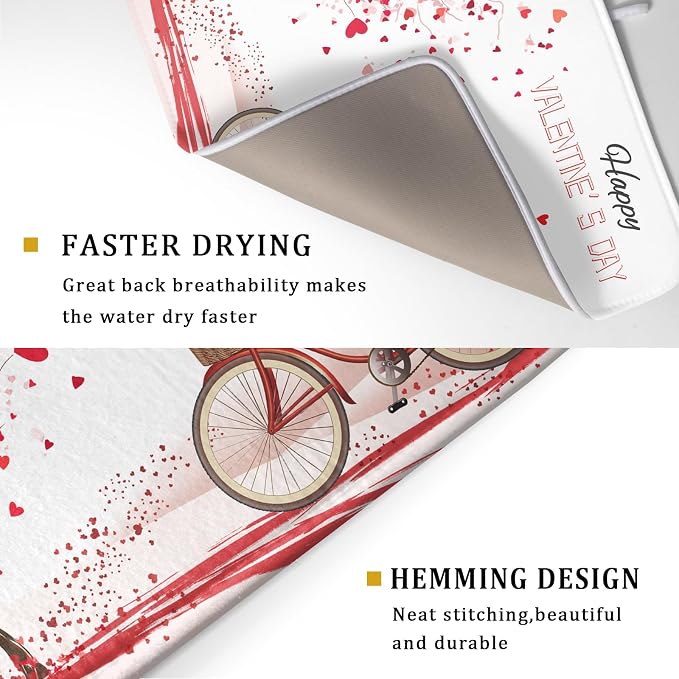 Romantic Valentine's Day Dish Drying Mat - Image 2