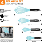 HOTEC 4 Pieces Silicone Whisks Set, Wire Balloon Whisks Egg Beater, Non-slip - Image 2