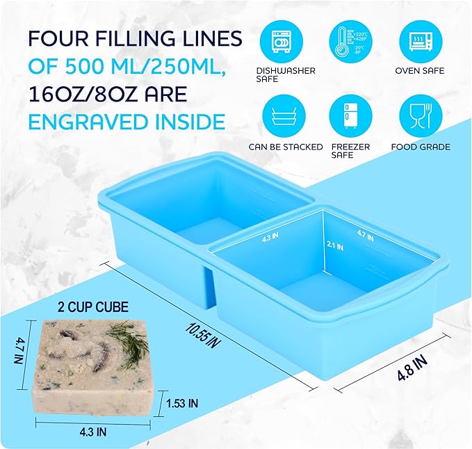 Silicone freezer molds, 2-cup Silicone Freezer Trays - Image 7