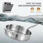 LOLYKITCH 5 Quarts Tri-Ply Stainless Steel Sauté Pan wih Lid, 12 Inch Deep - Image 5
