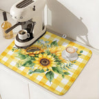 Spring Summer Dish Drying Mat 16x18 Inch Absorbent Reversible Sunflower Drying - Image 7