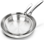 MICHELANGELO Stainless Steel Frying Pan Set, Stainless Steel Skillet by Michelangelo
