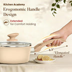 Kitchen Academy 12-Piece Induction Cookware Set, Nonstick Granite Pots and Pans - Image 5