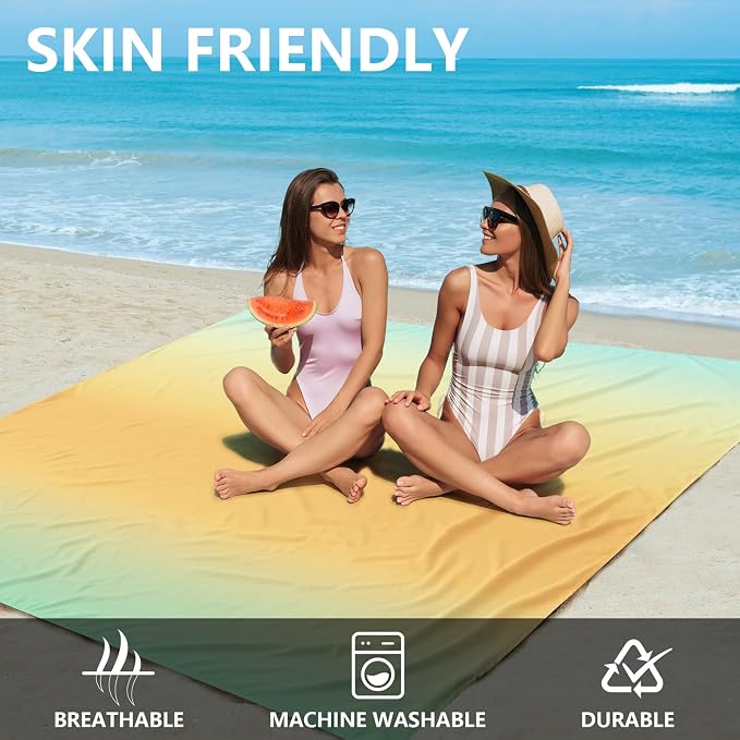 WIWIGO Beach Blanket Waterproof Sandproof Beach Mat 79" X 83"/10'x9'for 2-8 - Image 4