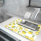 Lemon Dish Drying Mat for Kitchen Counter Spring Summer Microfiber Absorbent - Image 5