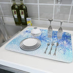 Giwawa 18"x24" Winter Blue Snowflakes Dish Drying Mat Christmas Snow Falling - Image 5