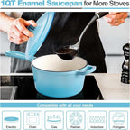 HaSteeL 1 QT Cast Iron Enamel Saucepan - Image 3