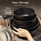 Astercook 21 Pcs Pots and Pans Set Non Stick, Ceramic Cookware Set Detachable - Image 7