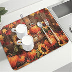 Fall Pumpkin Dish Drying Mat for Kitchen Counter Thanksgiving Autumn Harvest - Image 8