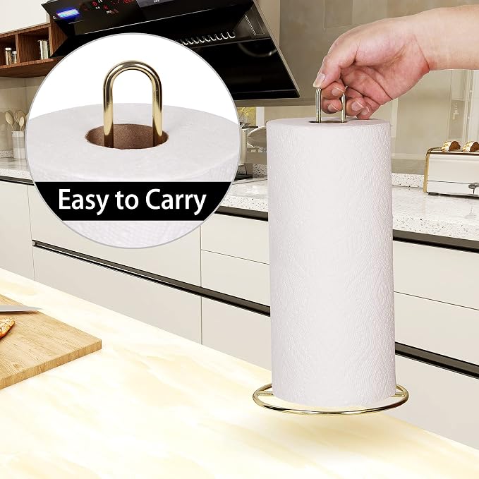 Gold Paper Towel Holder Countertop, Kitchen Paper Towel Stand Holder - Image 2