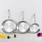 SuperCook 3-Piece Tri Ply Stainless Steel Frying Pan Set, Stainless Skillet Pan - Image 7