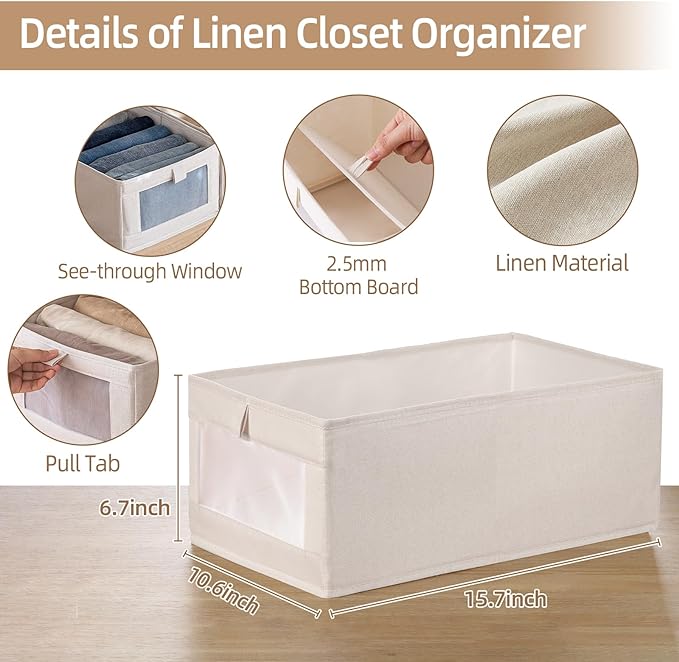 Pradnel Linen Closet Organizers And Storage, 4 Pack Storage Bins Baskets - Image 2