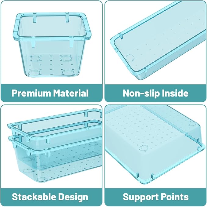 WOWBOX 32 PCS Plastic Drawer Organizer Set, 4 Sizes Desk Drawer Organization - Image 2