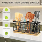 Kitchen Cooking Utensil Holder for Kitchen Counter, 4 Large Black Compartments - Image 4