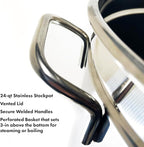 Bayou Classic 1124 24-qt Stainless Stockpot w/Lid And Basket Includes Vented - Image 2