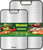 Titanium Cutting Boards for Kitchen, Non Toxic 2-in-1 Cutting Board Double Sided by Washour