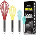 HOTEC 4 Pieces Silicone Whisks Set, Wire Balloon Whisks by Hotec