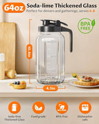 64 oz Mason Jar Pitcher – Airtight & Leakproof Glass Pitcher - Image 2