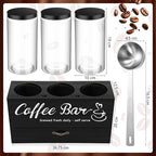 3 Pcs Coffee Canister Set with Shelf and Spoon Plastic Coffee Bean Storage - Image 2