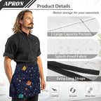 Server Apron with 3 Pockets, Waterproof Oil Waitress Waiter Half Apron - Image 7