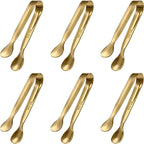 6 PCS Gold Mini Serving Tongs, 4.25 Inch 304 Stainless Steel Appetizer Tongs by CiiVii