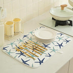 Coastal Dish Drying Mat 18x24 Inch Summer Navy Blue Teal Turquoise Starfish - Image 4