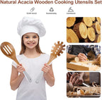 Wooden Spoons For Cooking, 6 Pieces Natural Acacia Wooden Cooking Utensils or - Image 8