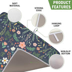 Floral Dish Drying Mat for Kitchen Counter Rustic Flower Leaves Print - Image 3