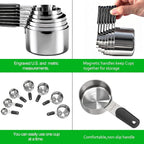 Magnetic Handles 7 Piece Stainless Steel Measuring Cups, Kitchen Gadgets - Image 3