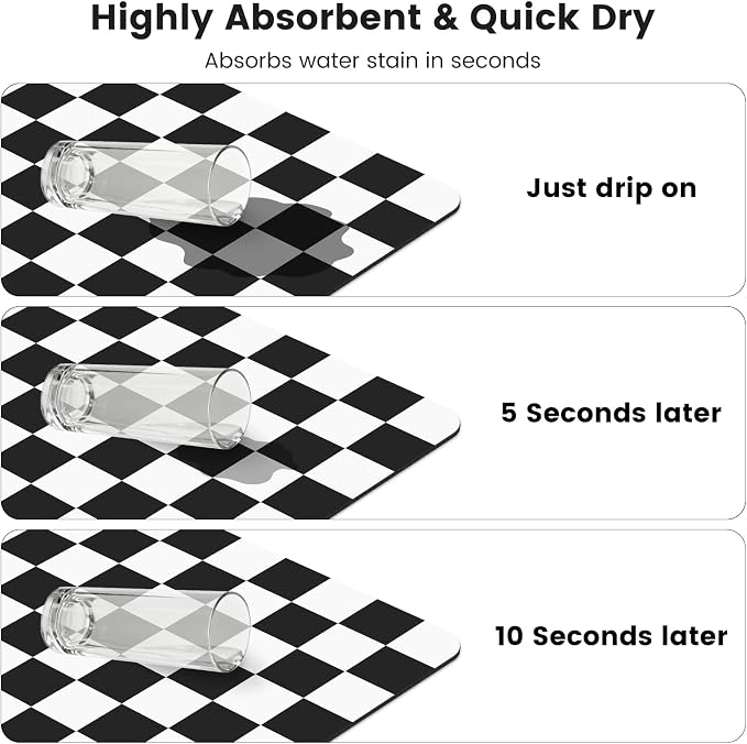17" x 32" Checkered Dish Drying Mat - Image 6