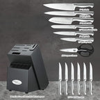 Marco Almond® Knife Set with Block KYA28, 14 Pieces Stainless Steel Chef - Image 2